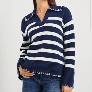 Rails NWT cotton Athena Sweater, size Large in white and navy stripe